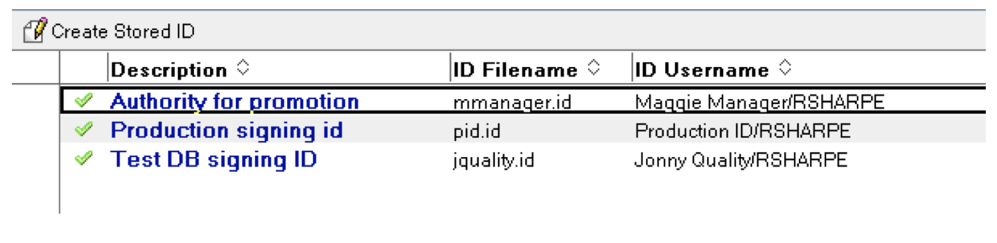 Stored IDs