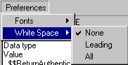 Whitespace menu