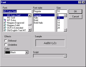 Font dialog