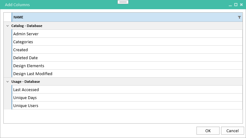 Export Add Columns Dialog