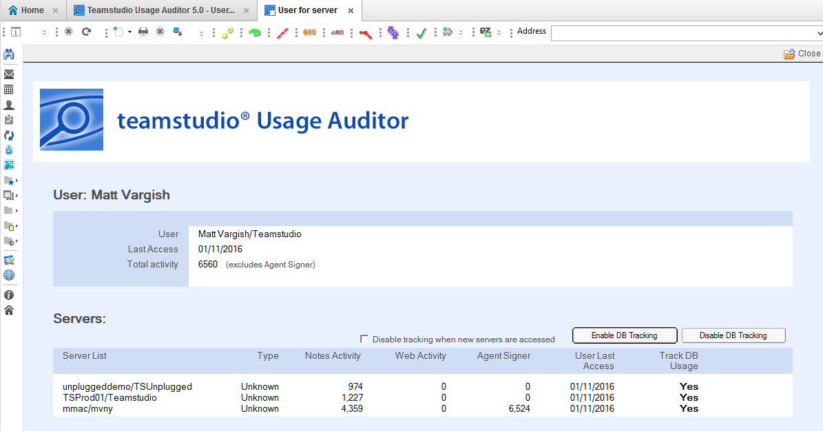 User statistics